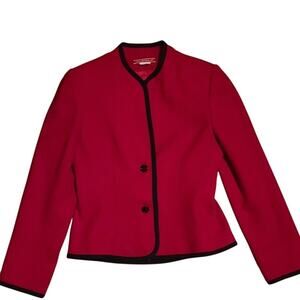 Red Black Vintage Halston Wool Lined Women's Blazer-Size 6